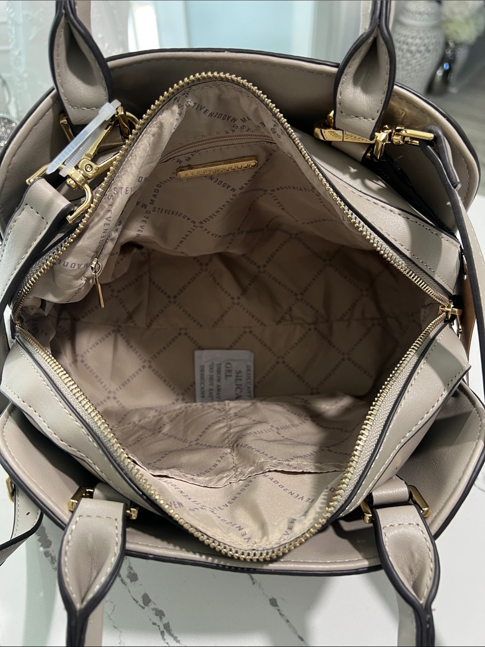Steve Madden Beige Floral-Embroidered Dome Satchel - Picture 15 of 16